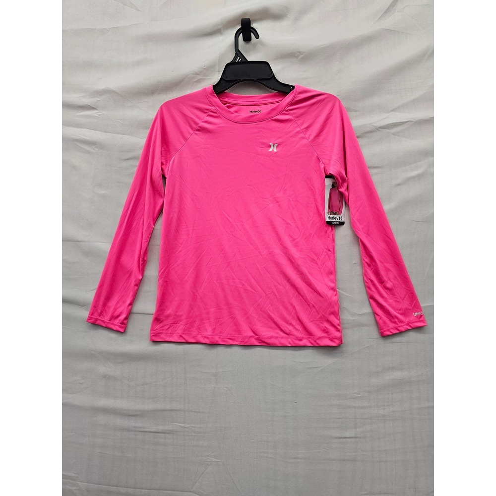 Hurley Girls Long Sleeve Rash Guard Pink Polyester Athletic Size XL